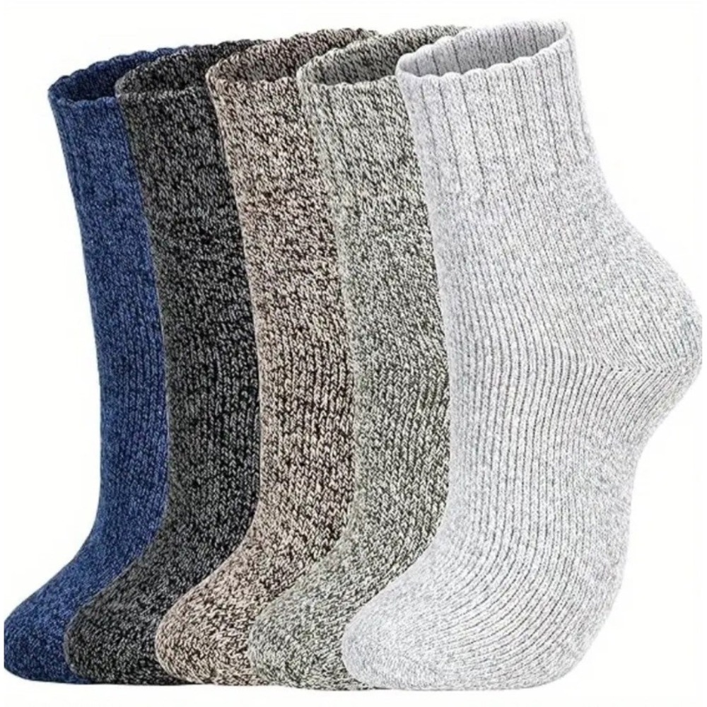 Womens Winter Fashion Warm Thick Wool Blend Dark Color Socks LARGE Colorfast 5pk